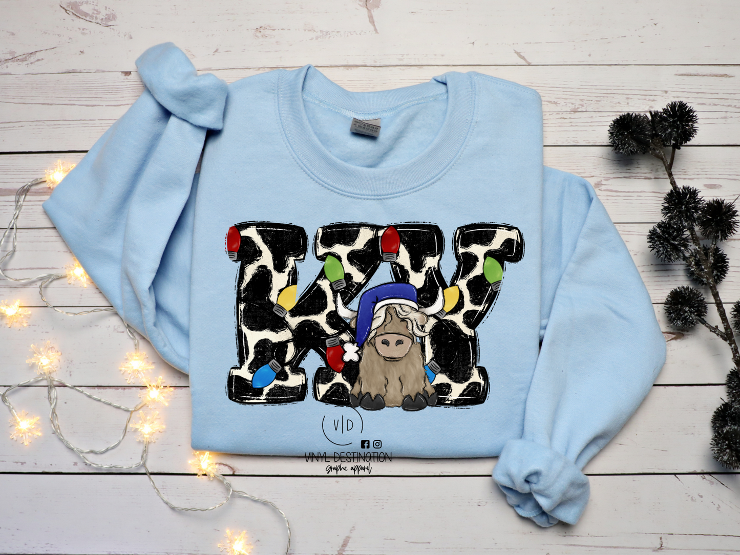 KY cow print Christmas Crewneck