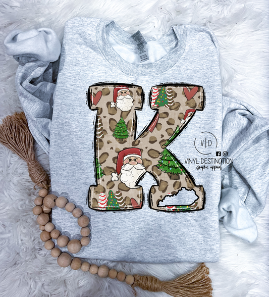 KY leopard santa tee/crew