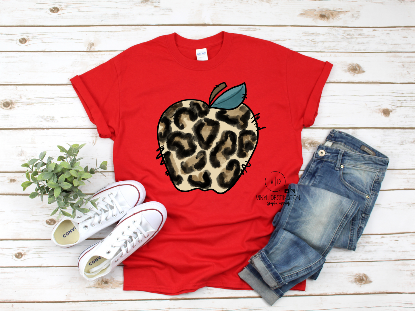 Leopard Teacher Apple Tee