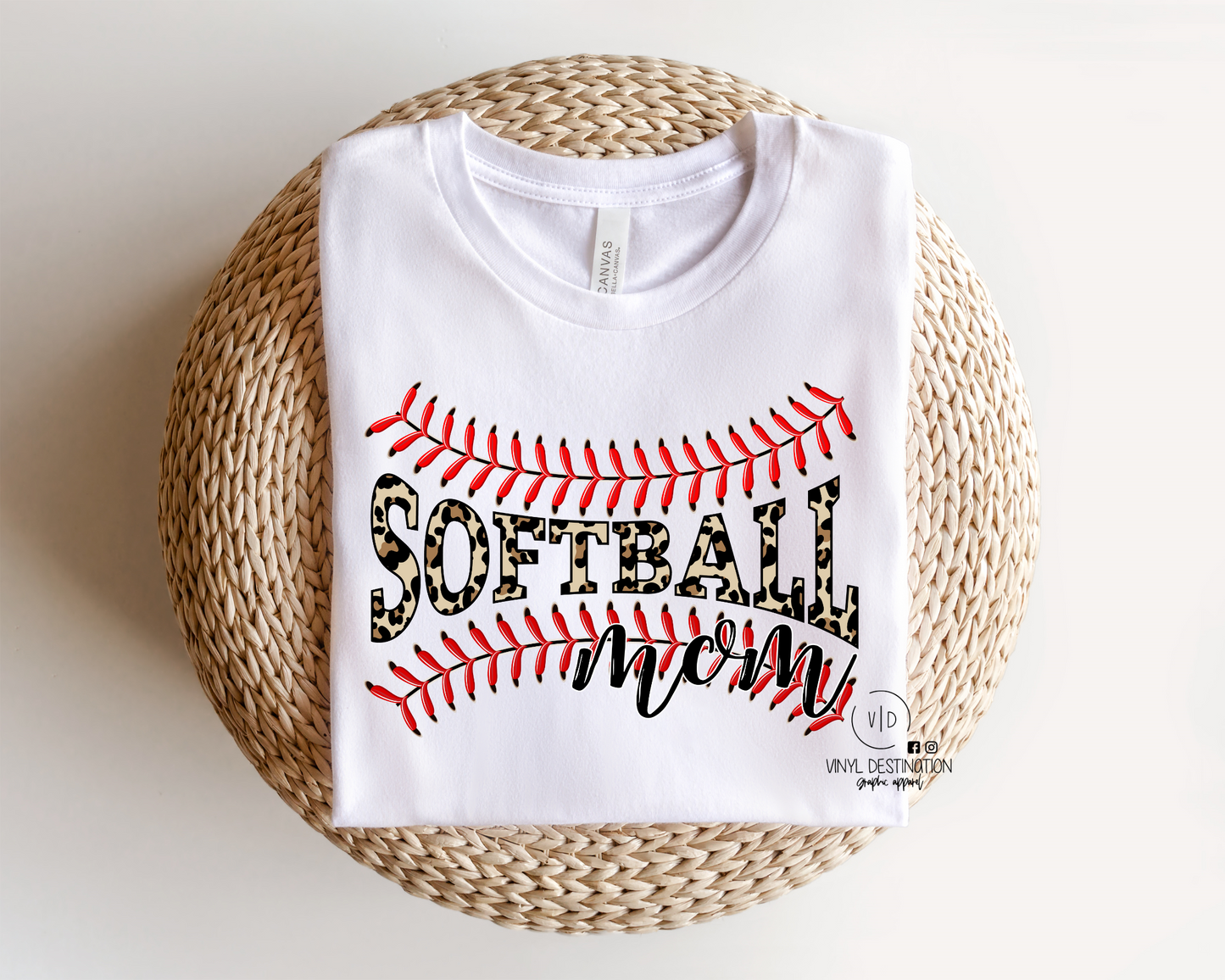 Leopard Softball Mom Tee