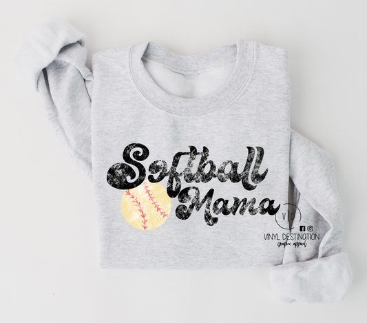 Vintage Softball Mama Crew + Tee